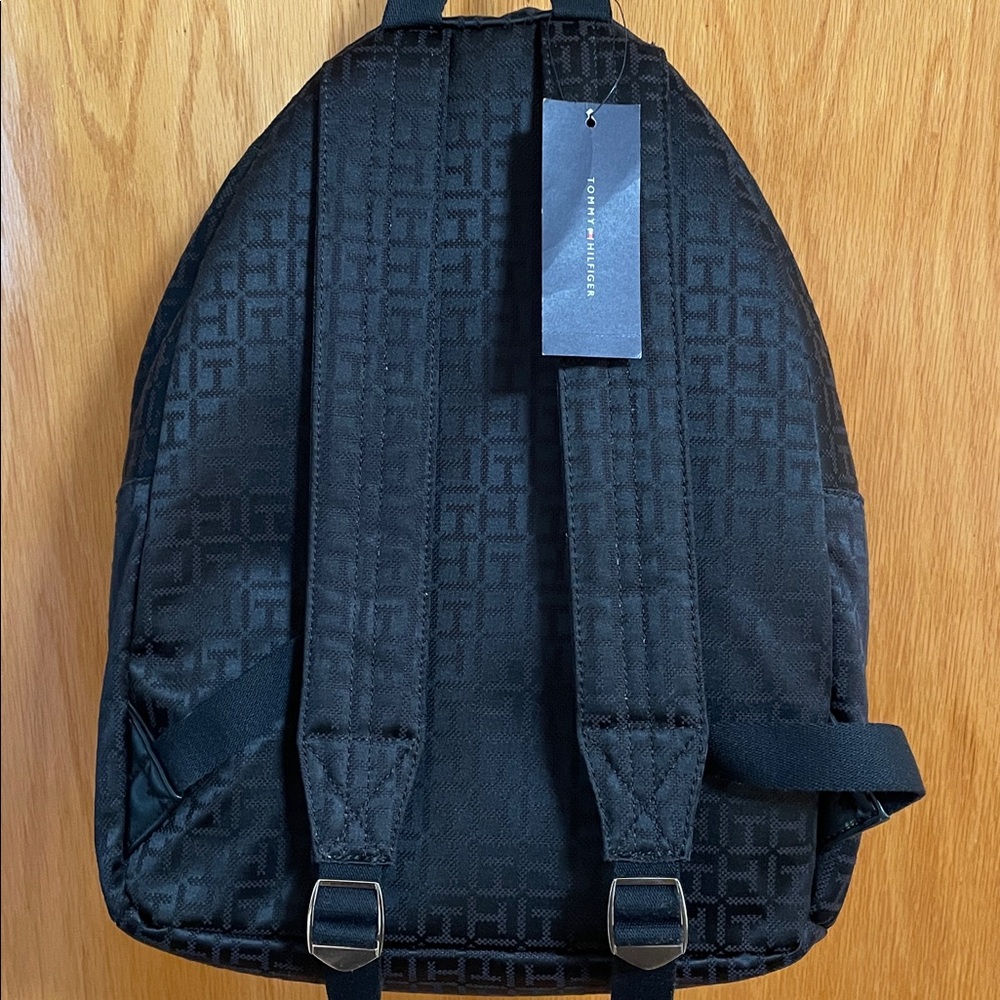 NWT Tommy Hilfiger Black Backpack with Red Trim and Logo Jacquard - Picture 6 of 11